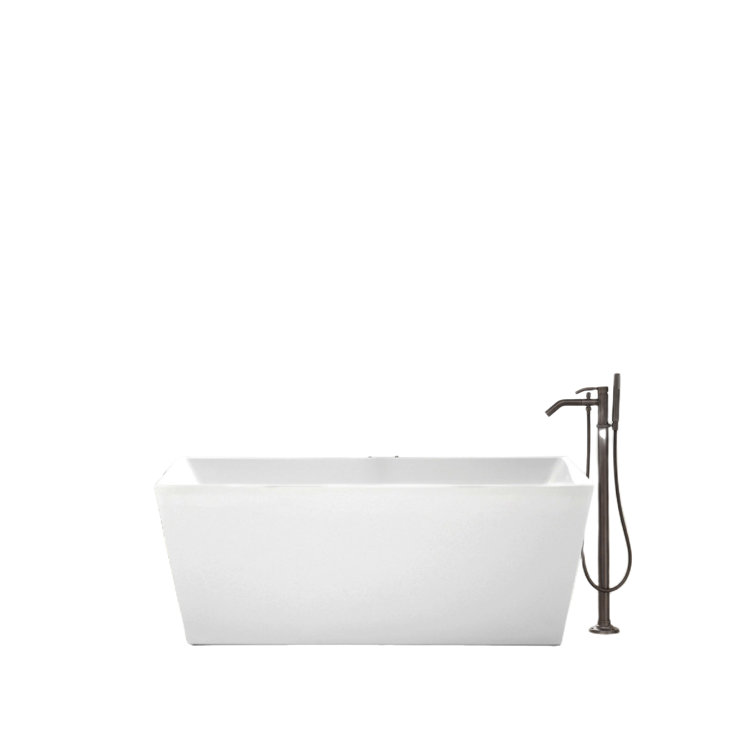 Vanity Art 67" Pure White Acrylic Freestanding Soaking Bathtub