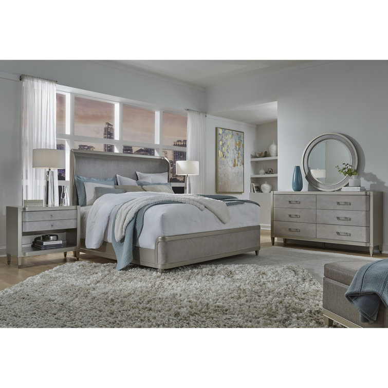 Zoey Contemporary Silver Wood Round Dresser Mirror 40"