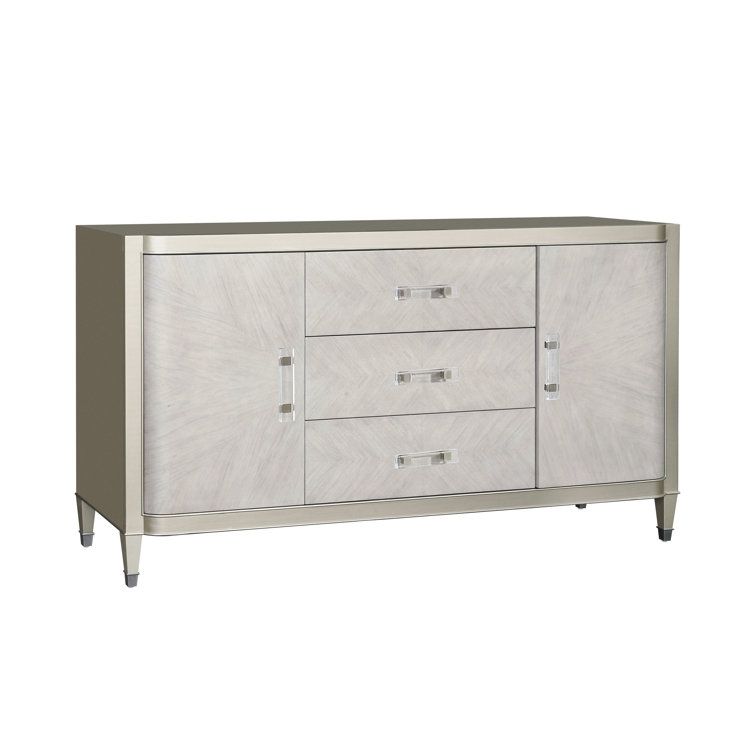 Zoey Silver Two Door Buffet with Rubberwood Legs