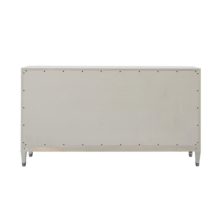 Zoey Silver Two Door Buffet with Rubberwood Legs