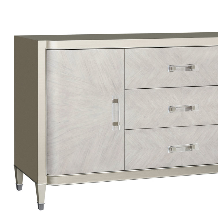 Zoey Silver Two Door Buffet with Rubberwood Legs