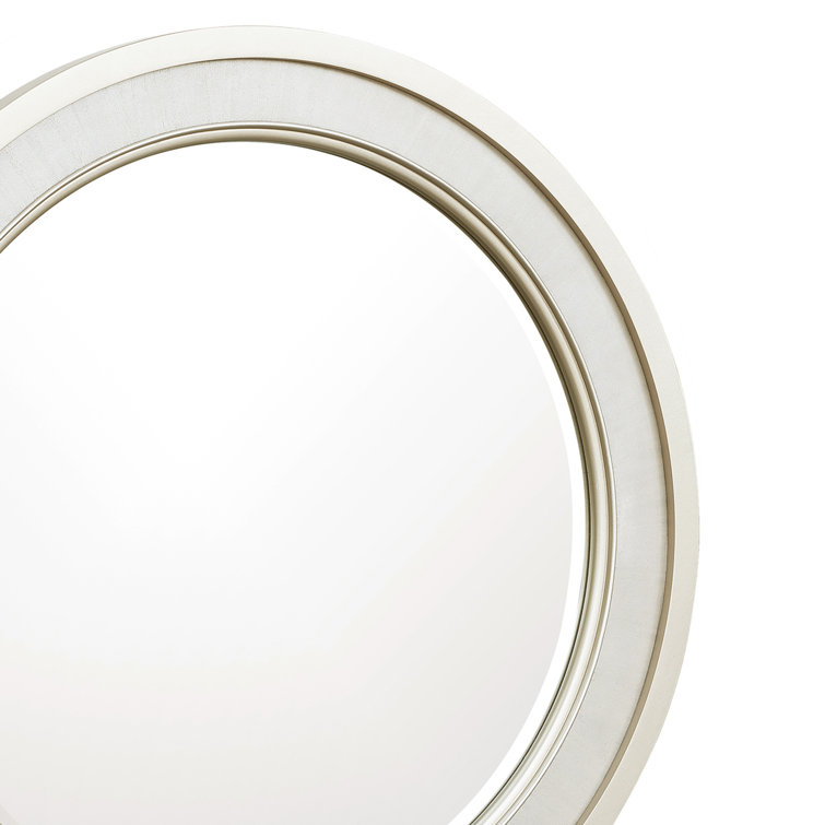 Zoey Contemporary Silver Wood Round Dresser Mirror 40"