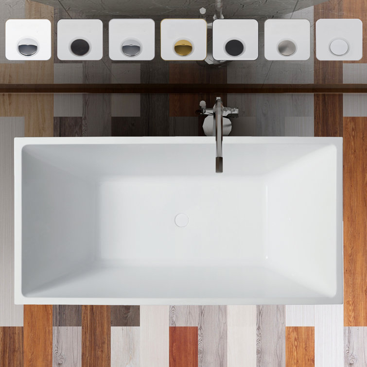 67'' White Freestanding Acrylic Soaking Bathtub