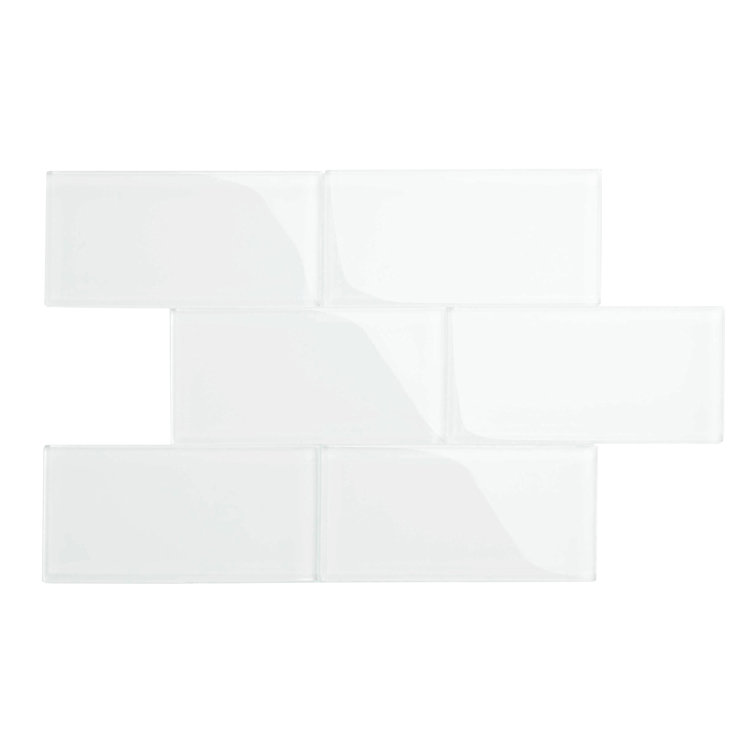 Bright White 6" x 12" Glossy Glass Subway Tile