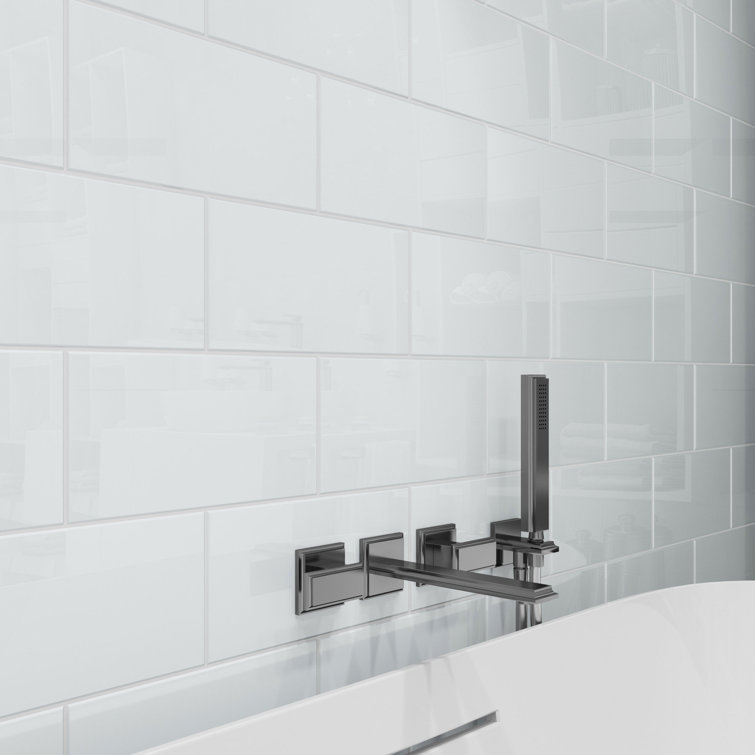 Bright White 6" x 12" Glossy Glass Subway Tile