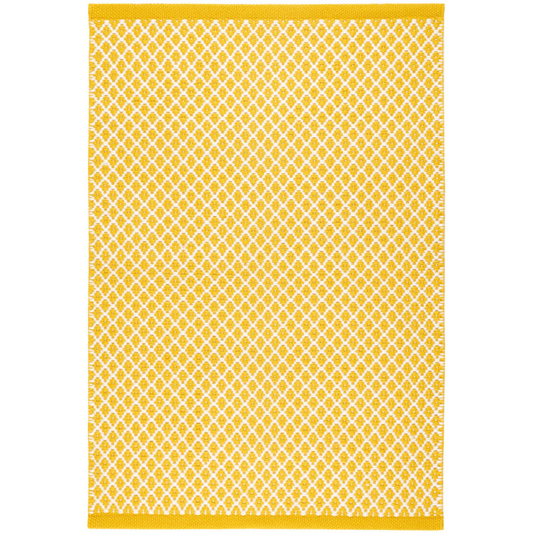 Yellow and Ivory Geometric Synthetic Rectangular Rug 2'0"x3'0"