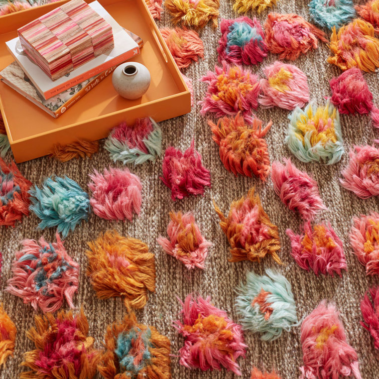 Vibrant Multicolor Hand-Knotted Wool and Cotton 10' x 14' Rug