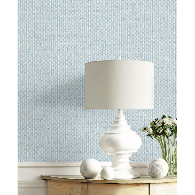 Sea Breeze Blue Faux Paperweave Vinyl Wallpaper Roll