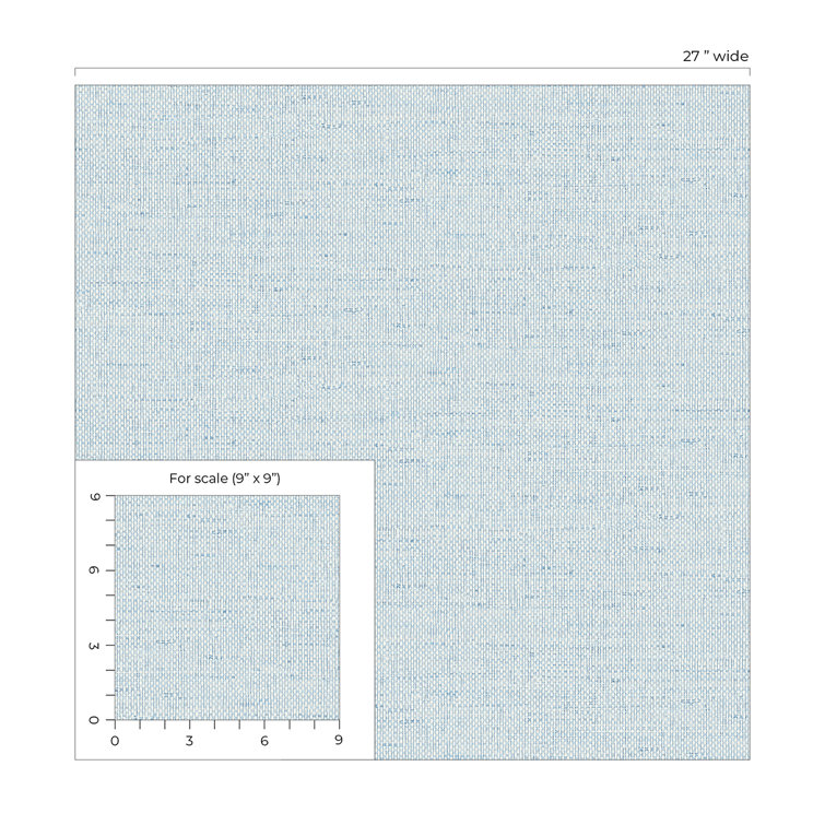 Sea Breeze Blue Faux Paperweave Vinyl Wallpaper Roll