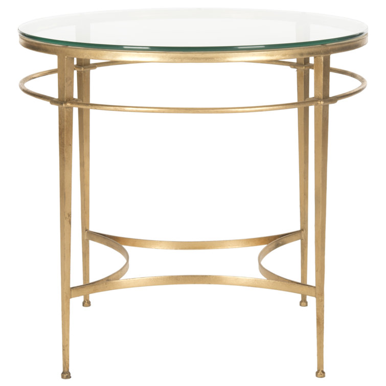 Ingmar Round Antique Gold Metal and Glass Side Table