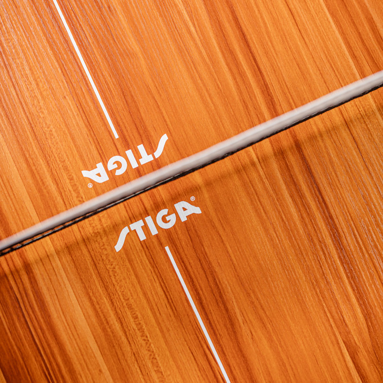 Compact Woodgrain Indoor Ping Pong Table with Folding Design and Net
