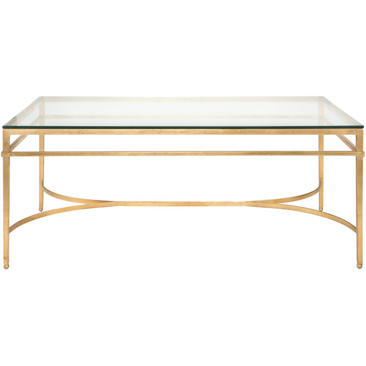 Abelard Rectangular Gold Glass Cocktail Coffee Table