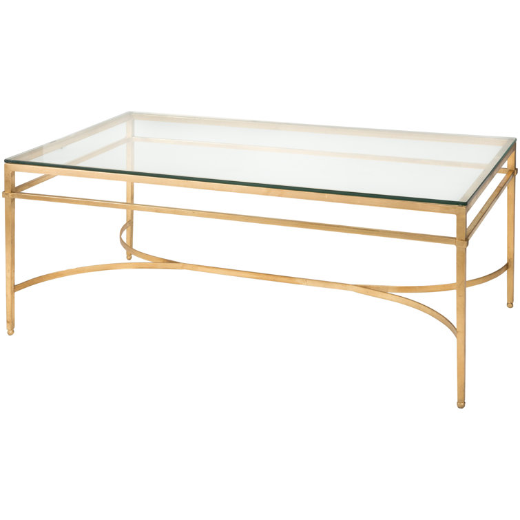 Abelard Rectangular Gold Glass Cocktail Coffee Table