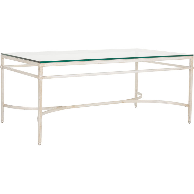 Antique Silver Rectangular Glass Coffee Table