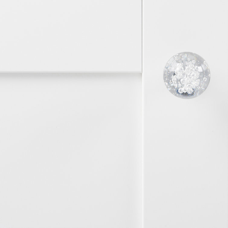 Round Glass Cabinet Knob with Chrome Finish