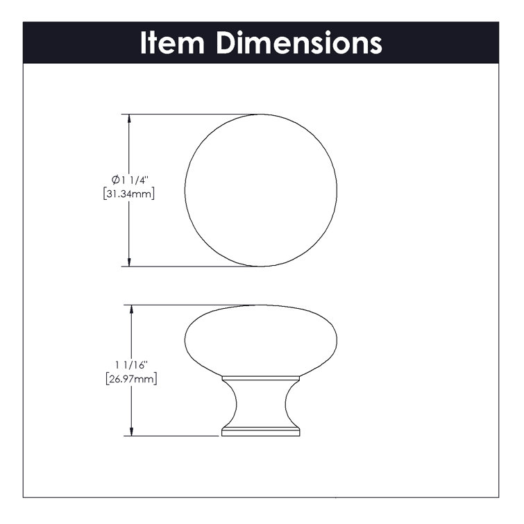 Satin Nickel Round Metal Cabinet Knob 1-1/4 Inch