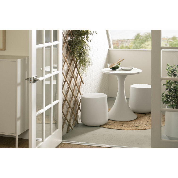 Greige 16'' Polyethylene Resin Outdoor Side Table