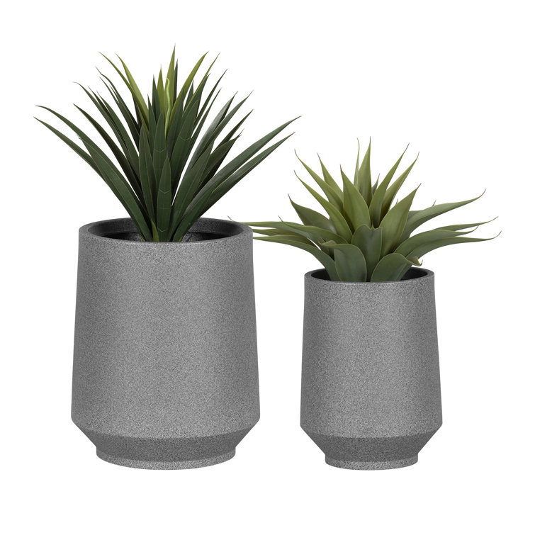 Gray Polyethylene Outdoor/Indoor Planter Set