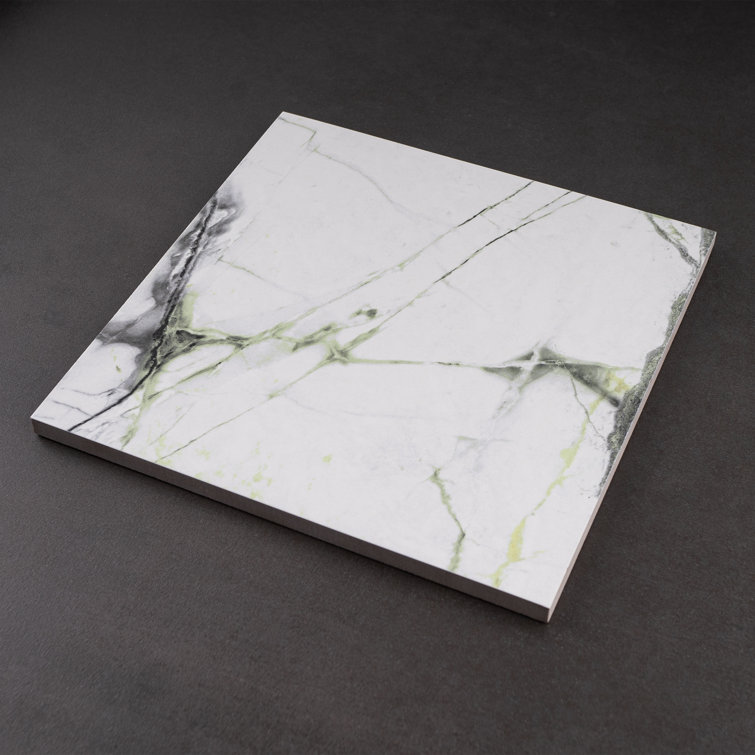 Senzia 8" x 8" Green and White Porcelain Wall and Floor Tile