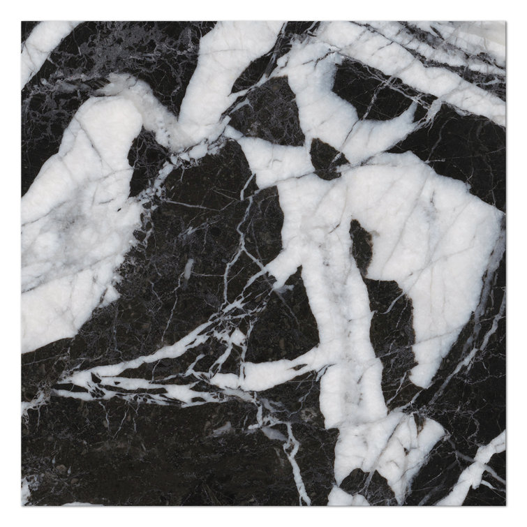 Senzia 8" x 8" Black and White Marble-Look Porcelain Tile