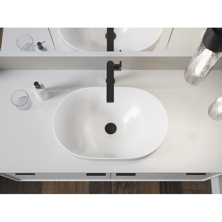 White Ceramic Oval Vessel Bathroom Sink