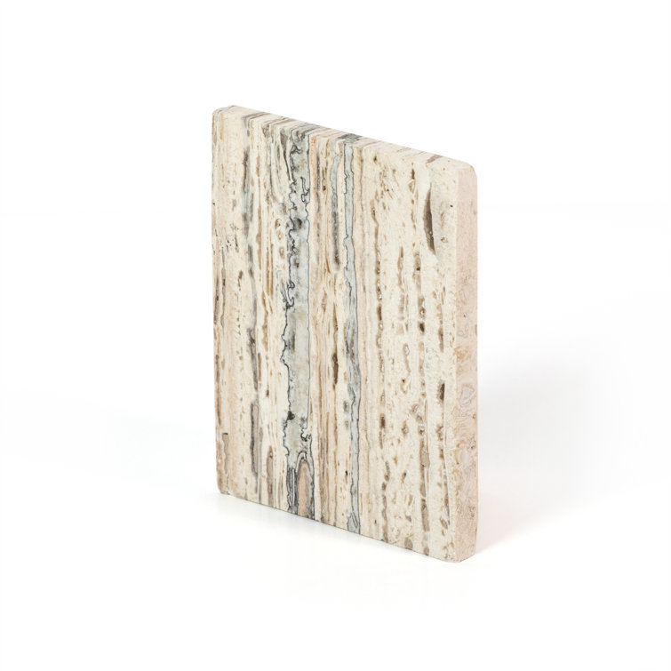 Danita Stepped Beige Travertine 2 Piece Bookend Set