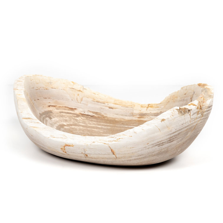 Eco-Chic Petrified Wood Decorative Bowl in Light Finish