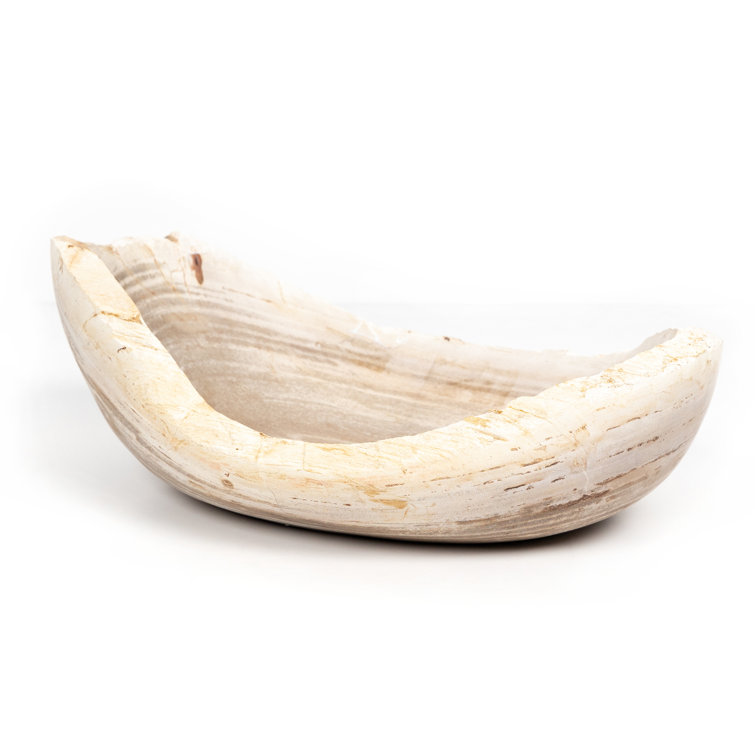 Eco-Chic Petrified Wood Decorative Bowl in Light Finish