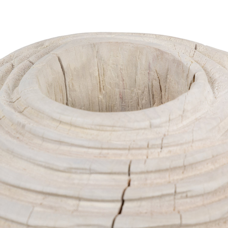 Ivory Hand-Carved Reclaimed Wood Table Vase