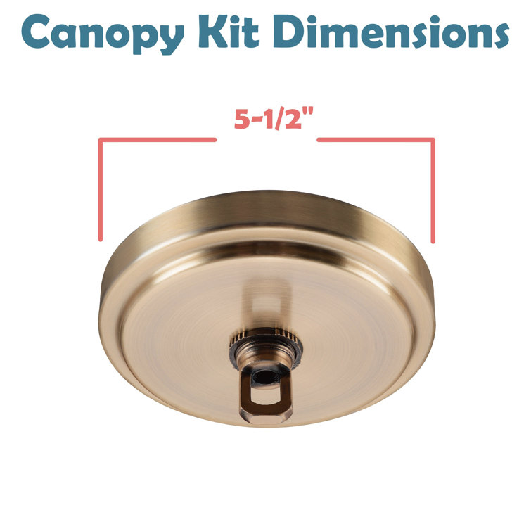 Warm Brass Round Chandelier Fixture Canopy Kit