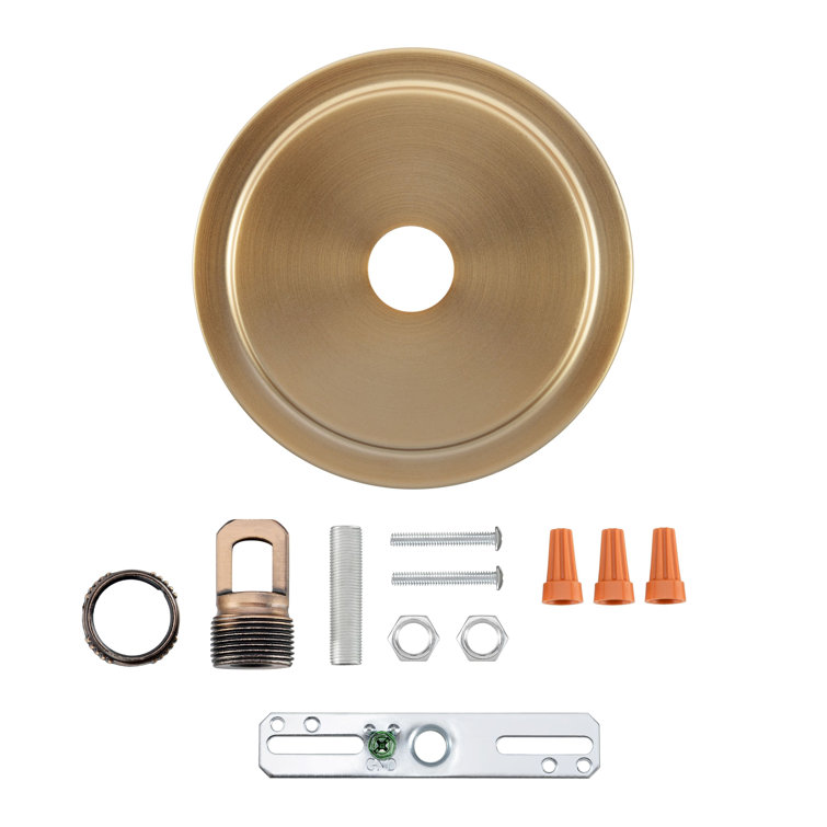 Warm Brass Round Chandelier Fixture Canopy Kit
