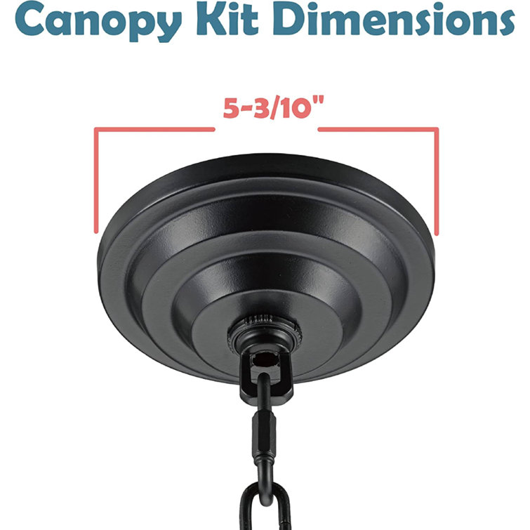 Matte Black Steel Chandelier Fixture Canopy Kit with Heavy Chain