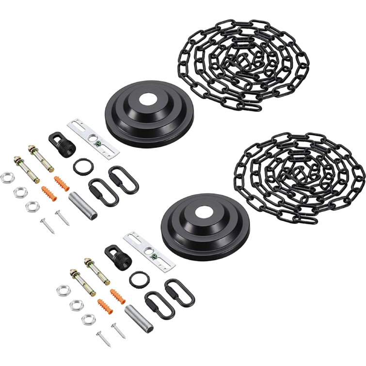 Matte Black Steel Chandelier Fixture Canopy Kit with Heavy Chain