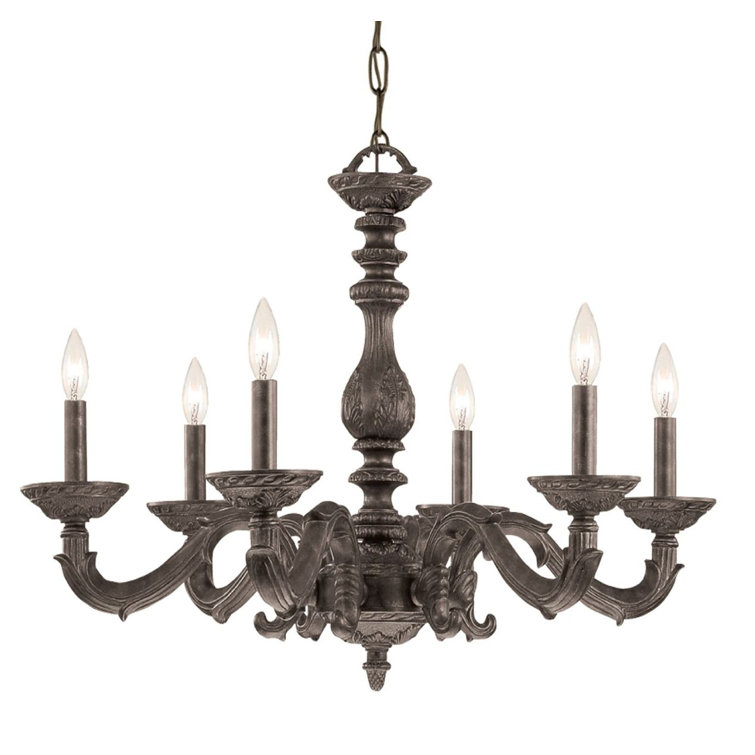Venetian Bronze 6-Light Candle Chandelier with Crystal Accents