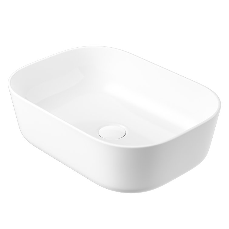 Crisp White Ceramic Rectangular Vessel Bathroom Sink