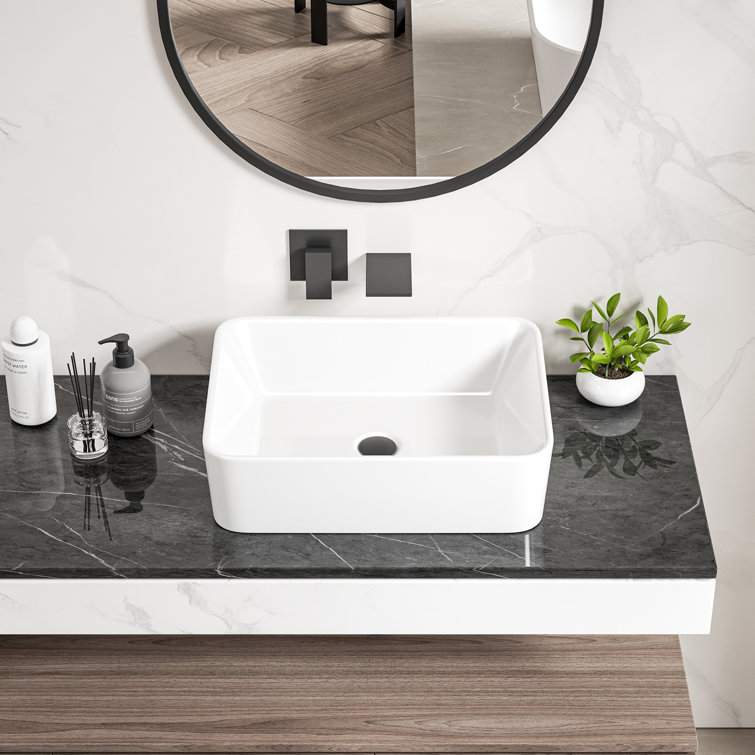 Eridanus Denbigh 19" L x 14'' W White Vitreous China Rectangular Vessel Bathroom Sink