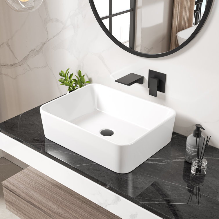 Eridanus Denbigh 19" L x 14'' W White Vitreous China Rectangular Vessel Bathroom Sink