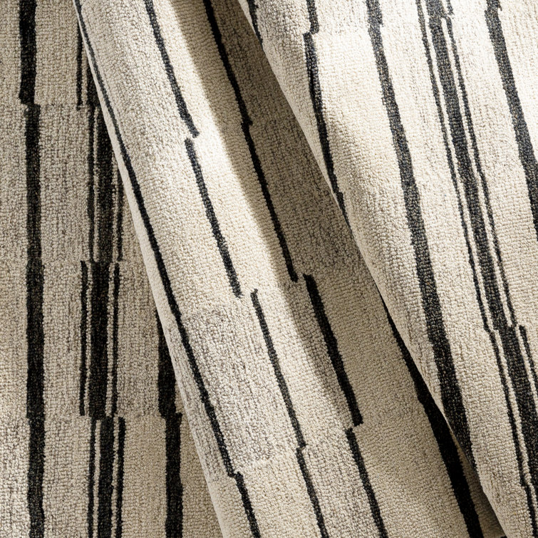 Uptown Hand-Tufted Black and Cream Wool Runner Rug 2'6" x 10'