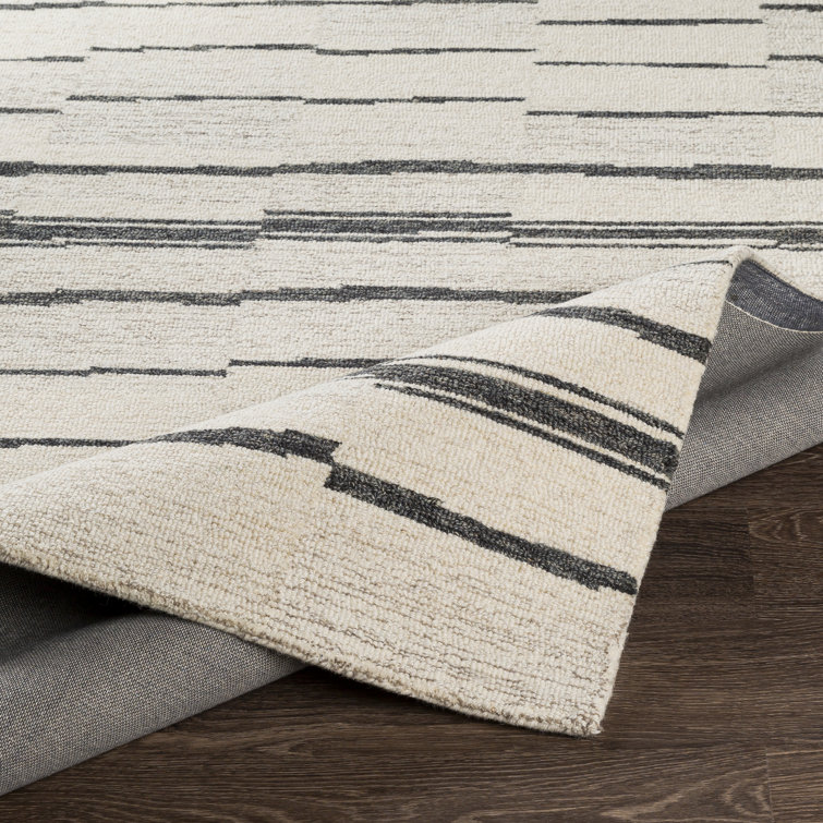Uptown Hand-Tufted Black and Cream Wool Runner Rug 2'6" x 10'