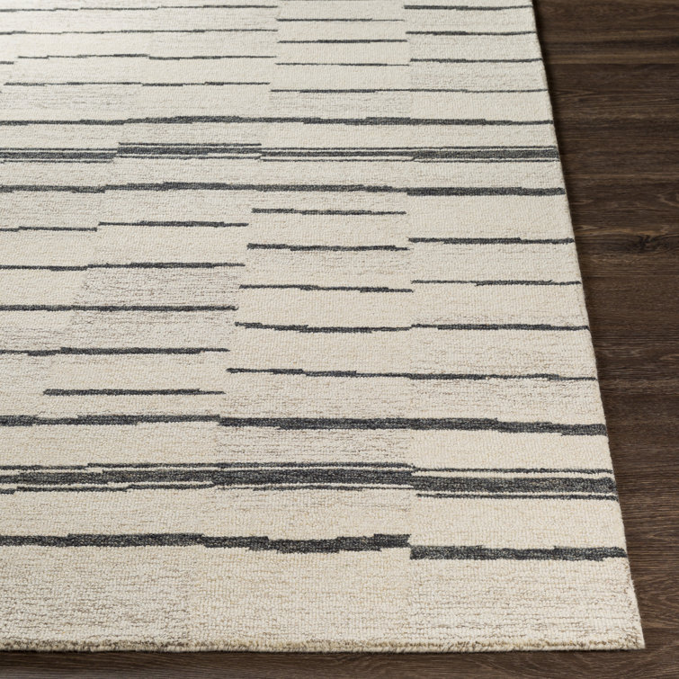 Uptown Hand-Tufted Black and Cream Wool Runner Rug 2'6" x 10'
