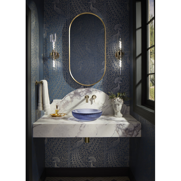Moderne Brushed Gold Oval Framed Medicine Cabinet with Mirror