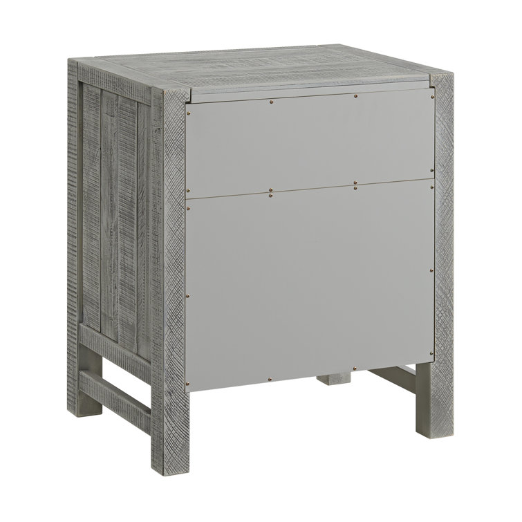 Arden Driftwood Gray 2-Drawer Pine Wood Nightstand with Open Shelf