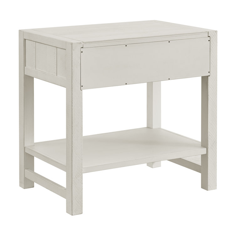 Arden Driftwood White Pine 2-Drawer Nightstand with Open Shelf