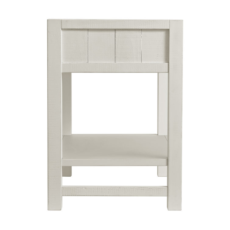 Arden Driftwood White Pine 2-Drawer Nightstand with Open Shelf