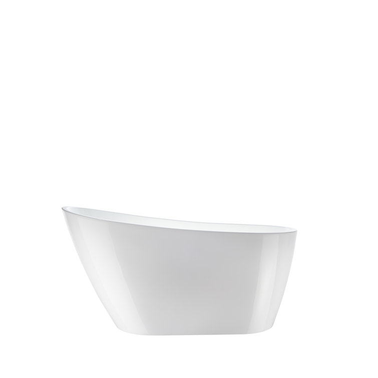 55" White Acrylic Freestanding Soaking Bathtub