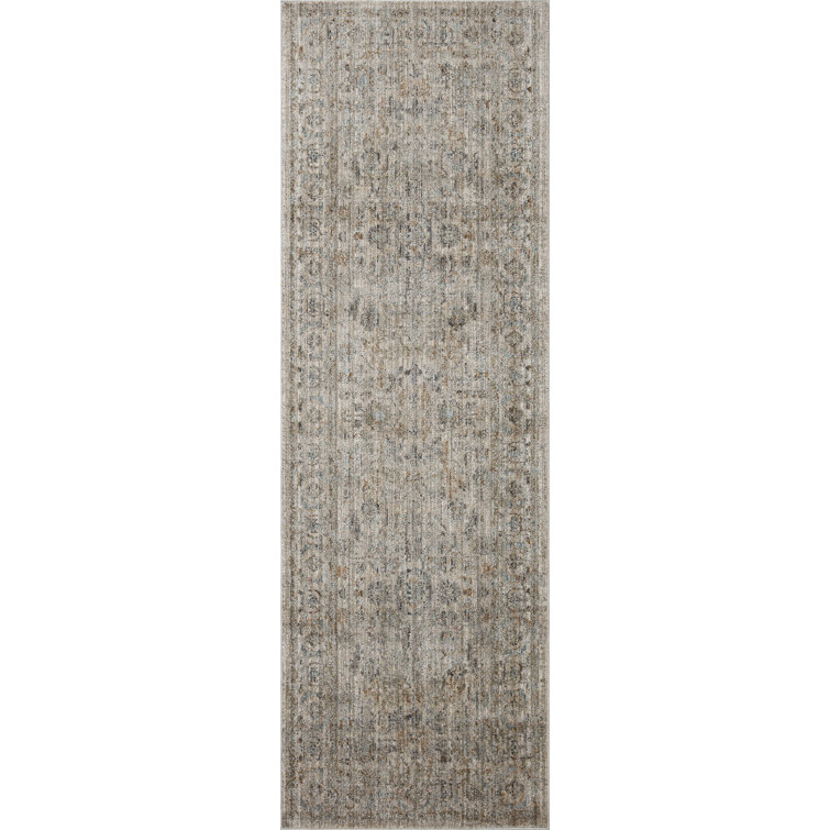 Katherine Beige and Mist Polyester Runner Rug 2'-7" x 10'