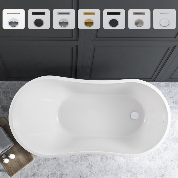 Pure White 54" x 28" Freestanding Acrylic Soaking Bathtub