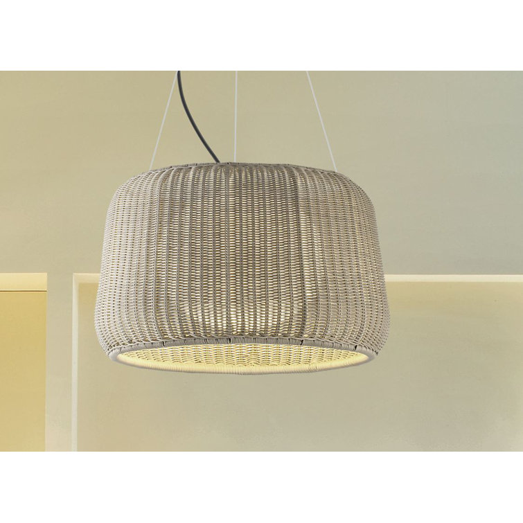Natural White Aluminum Drum Pendant Light with Light Beige Shade