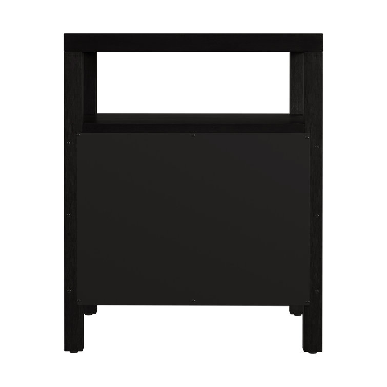 Antique Coffee 2-Drawer Wide Nightstand with Open Shelf