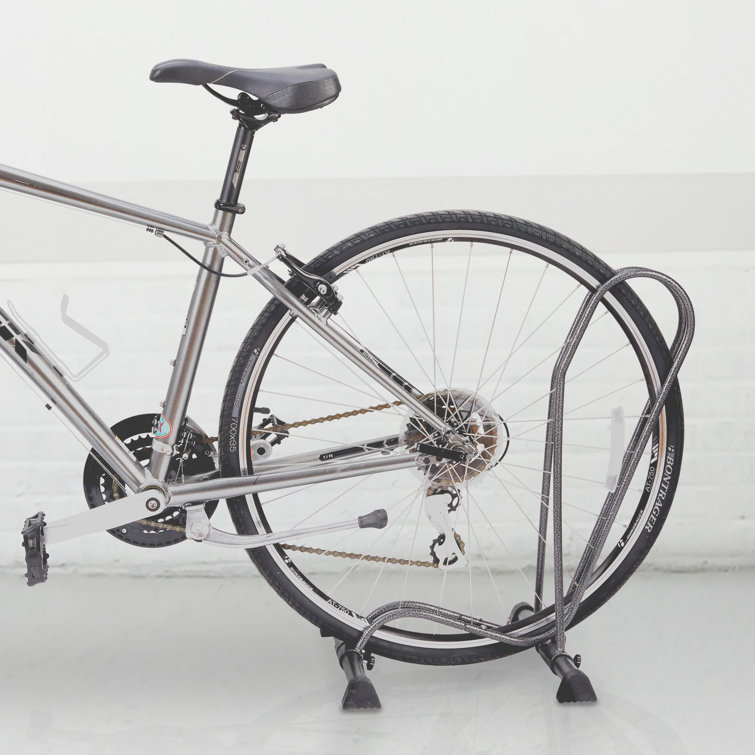 Adjustable Black Steel Floor Stand for Indoor/Outdoor Bike Storage